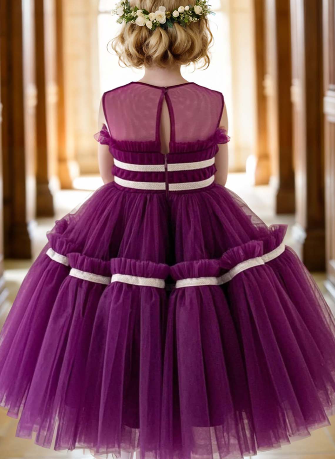 Floryme Ball-Gown/Princess Scoop Tulle Knee-length Flower Girl Dress