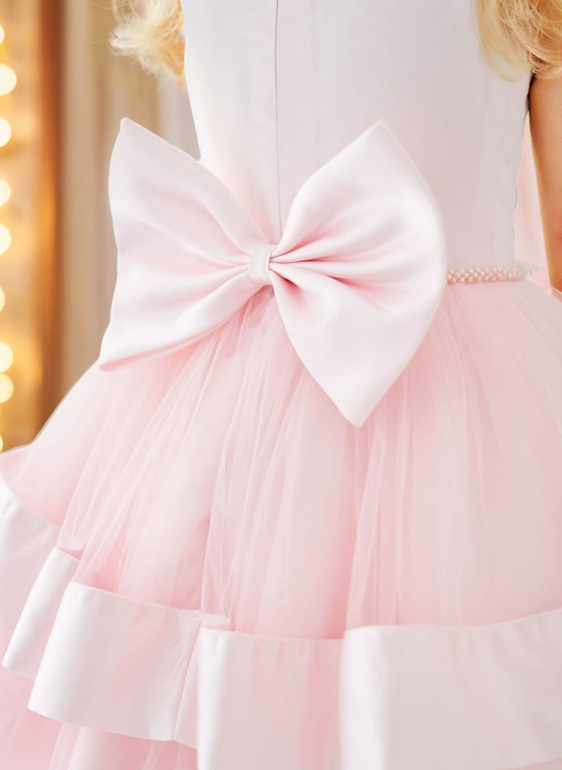 Floryme Ball-Gown/Princess Scoop Satin Tulle Knee-length Flower Girl Dress With Bow