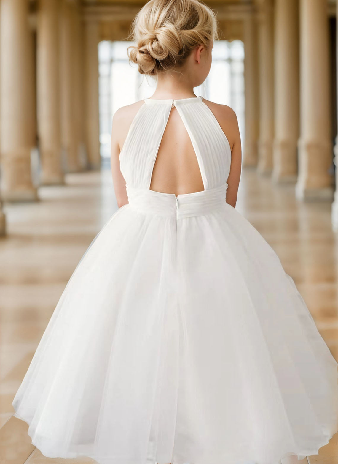 Floryme Ball-Gown/Princess Tulle Knee-length Flower Girl Dress