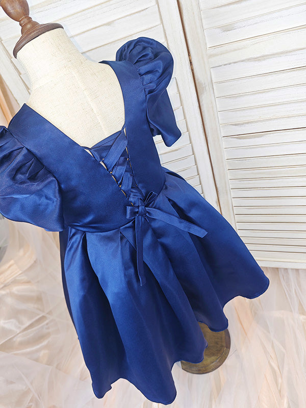 Floryme A-line Scoop Satin Knee-Length Flower Girl Dress