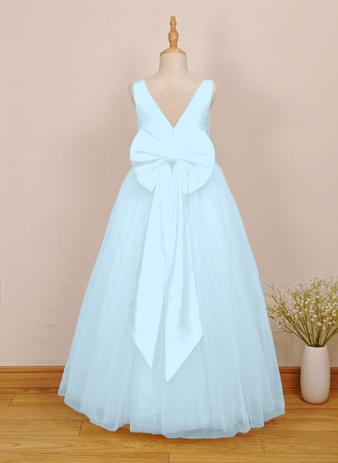 Floryme A-line Tulle/Satin Floor-Length Flower Girl Dress
