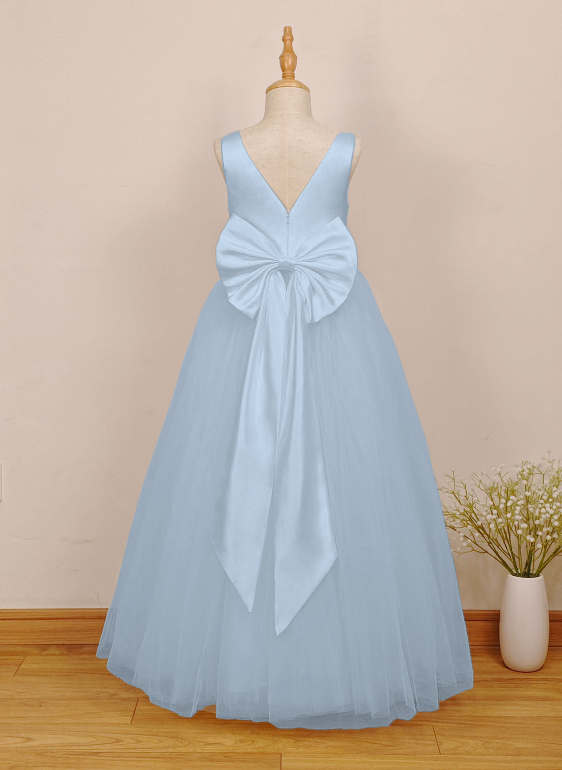 Floryme A-line Tulle/Satin Floor-Length Flower Girl Dress