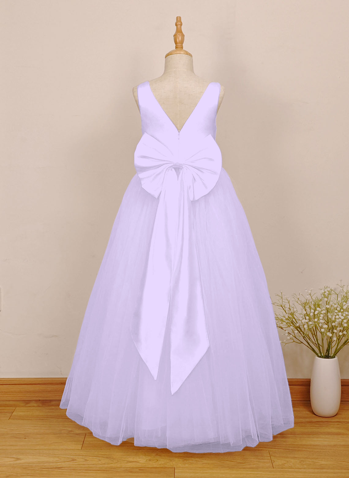 Floryme A-line Tulle/Satin Floor-Length Flower Girl Dress
