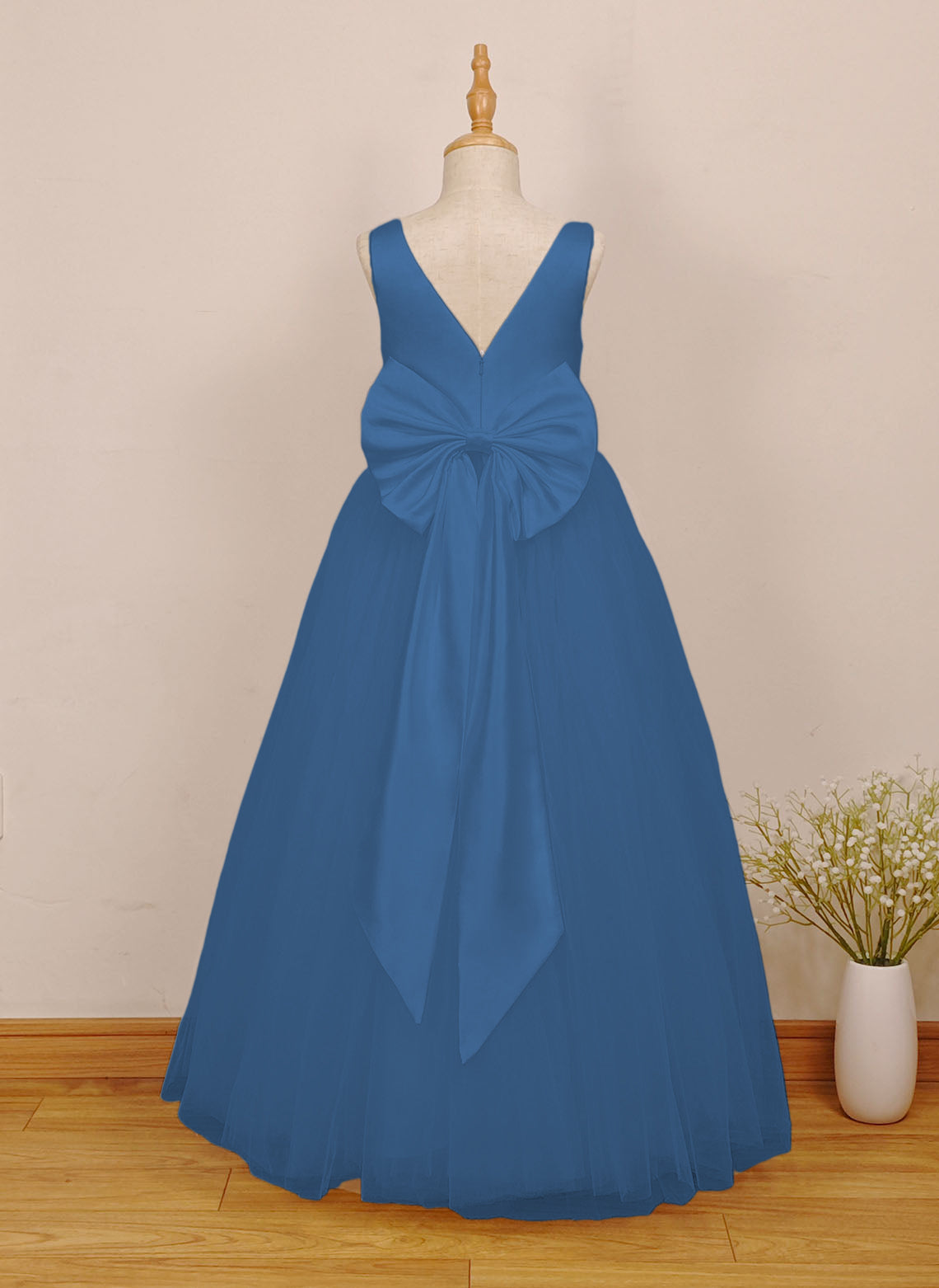 Floryme A-line Tulle/Satin Floor-Length Flower Girl Dress