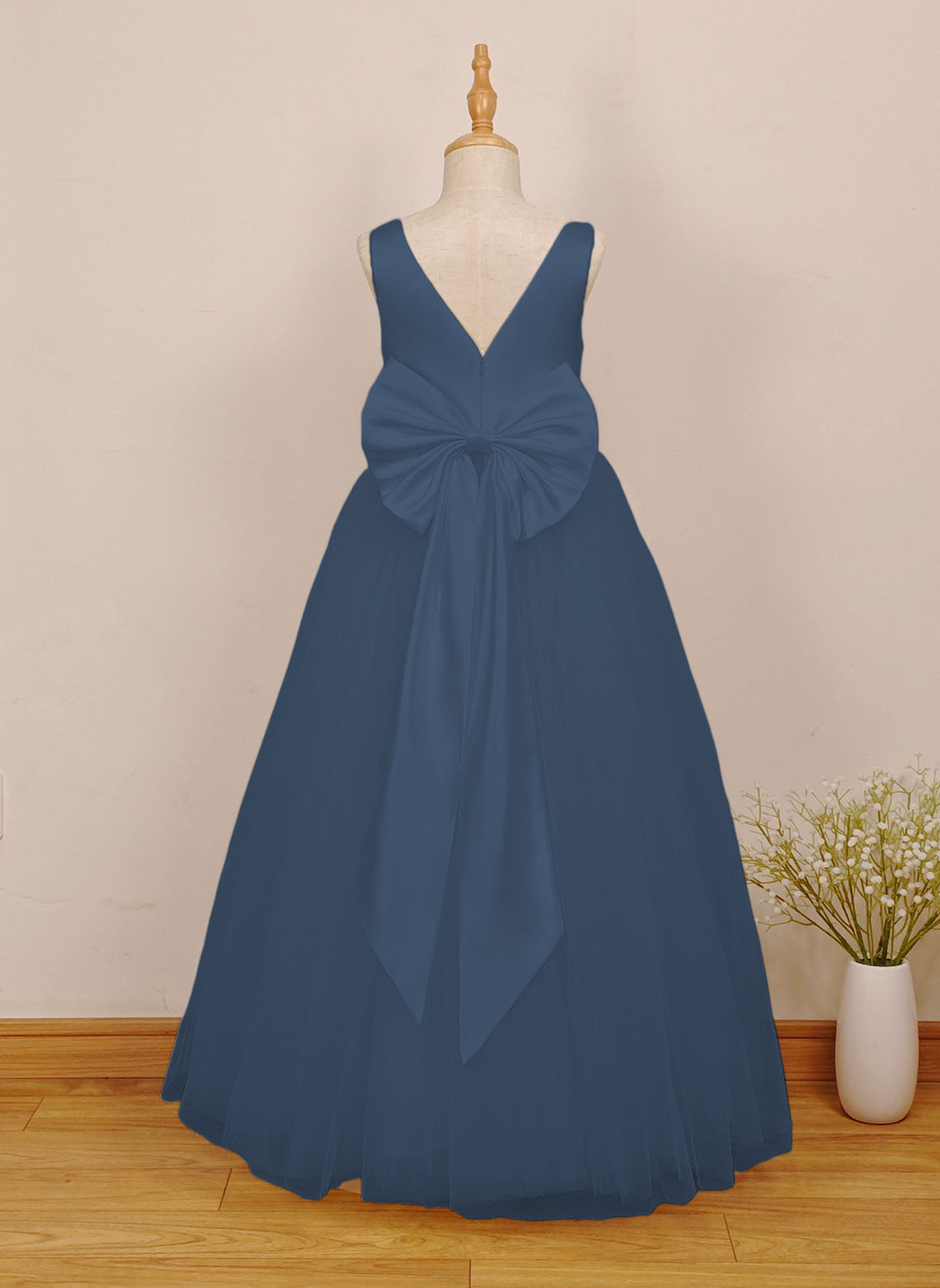 Floryme A-line Tulle/Satin Floor-Length Flower Girl Dress