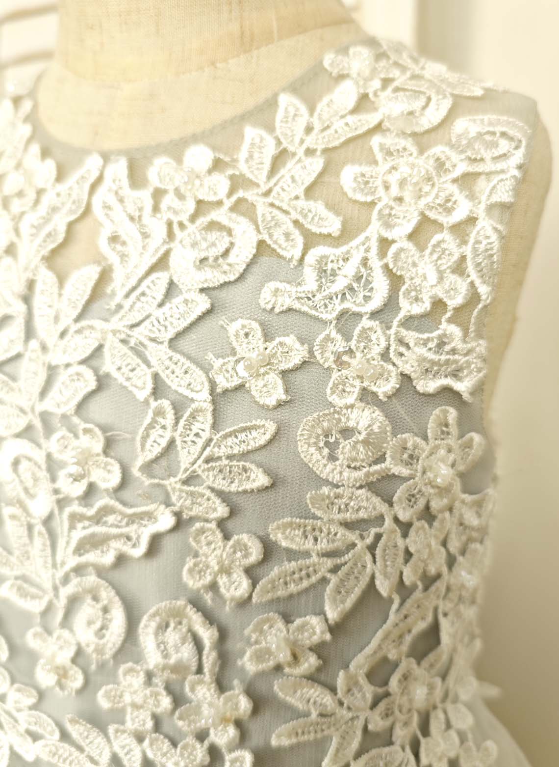 Floryme A-line Lace/Tulle Tea-Length Flower Girl Dress