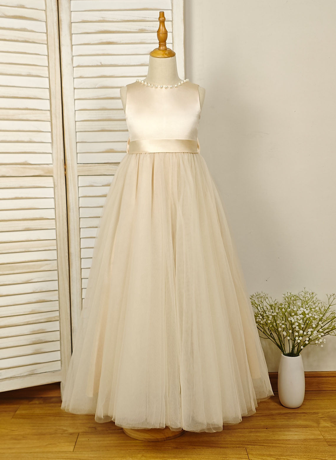Floryme Ball-Gown/Princess Satin/Tulle Floor-Length Flower Girl Dress