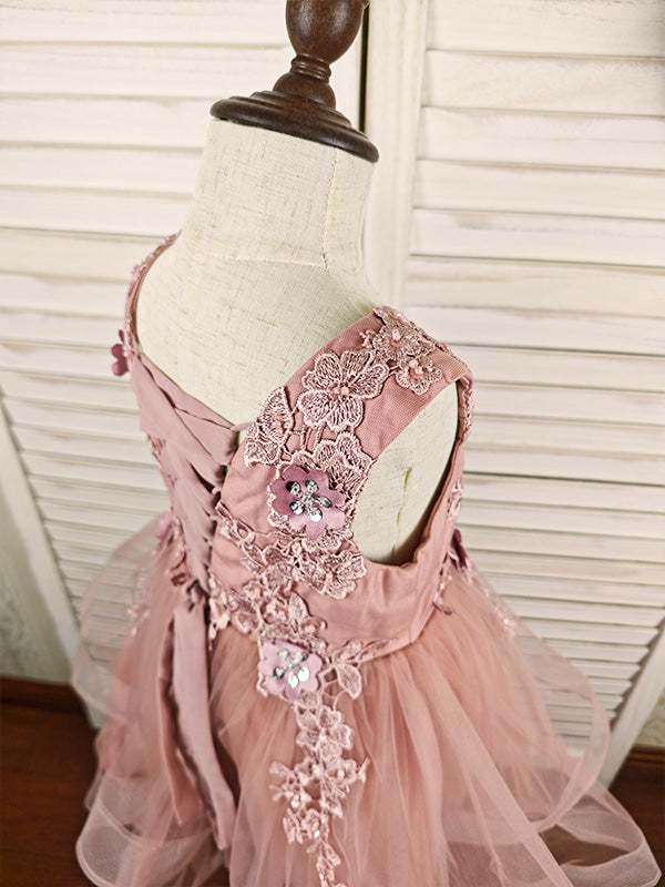 Floryme A-line Lace/Tulle Knee-Length Flower Girl Dress