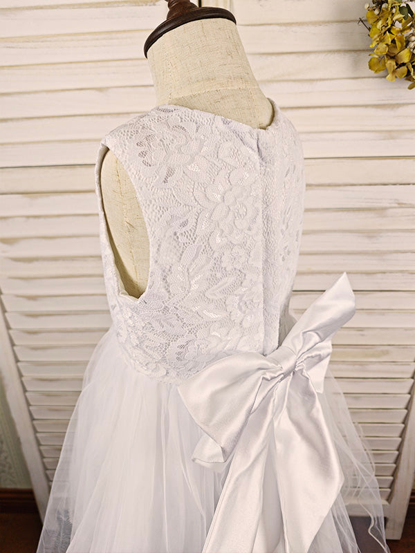 Floryme A-line Satin/Organza Tea-Length Flower Girl Dress