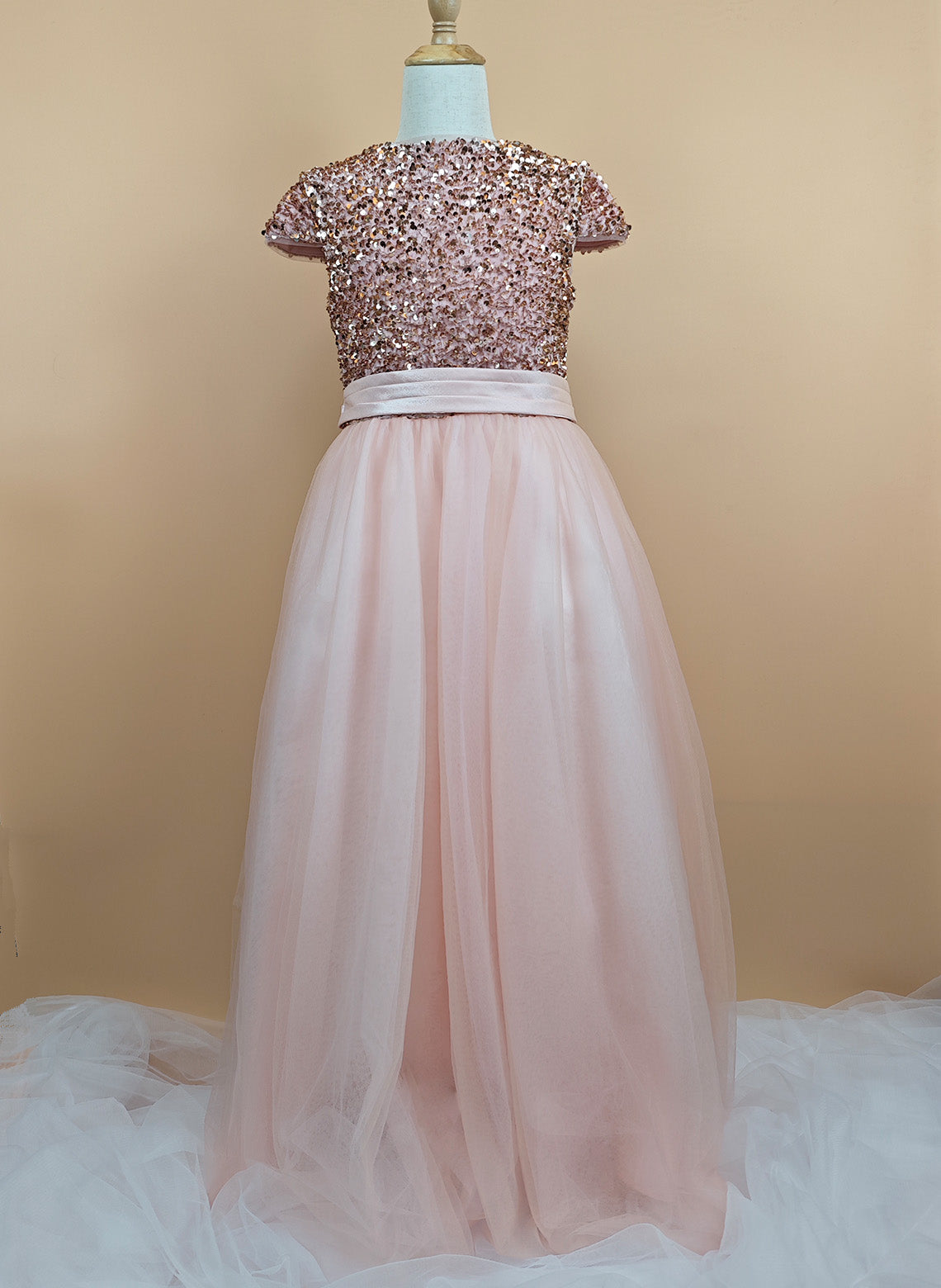 Ball-Gown/Princess Tulle Floor-length Ivory Flower Girl Dress