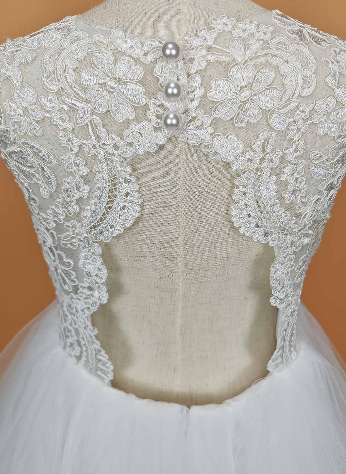 Floryme Ball-Gown/Princess Lace Tulle Knee-length Flower Girl Dress