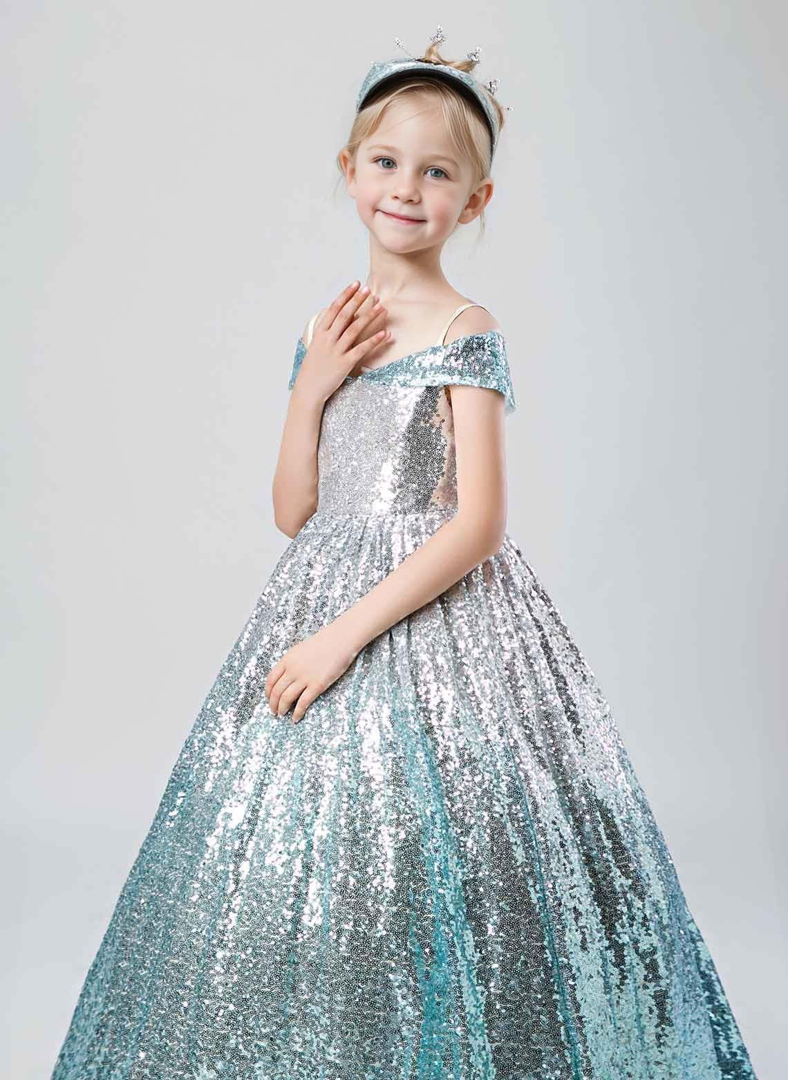 Floryme Ball-Gown/Princess Off the Shoulder Sweep Train Sequins Dress