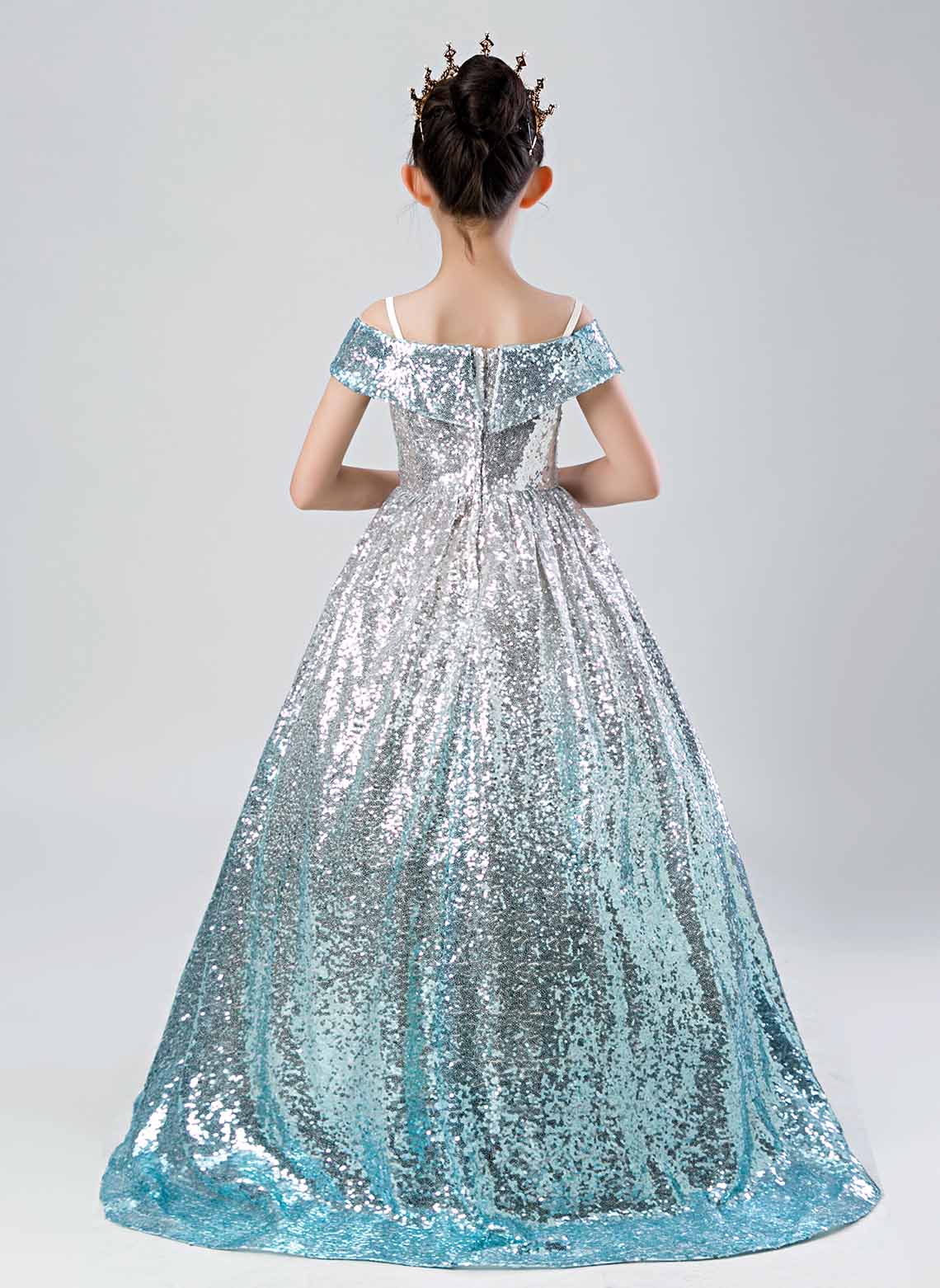 Floryme Ball-Gown/Princess Off the Shoulder Sweep Train Sequins Dress