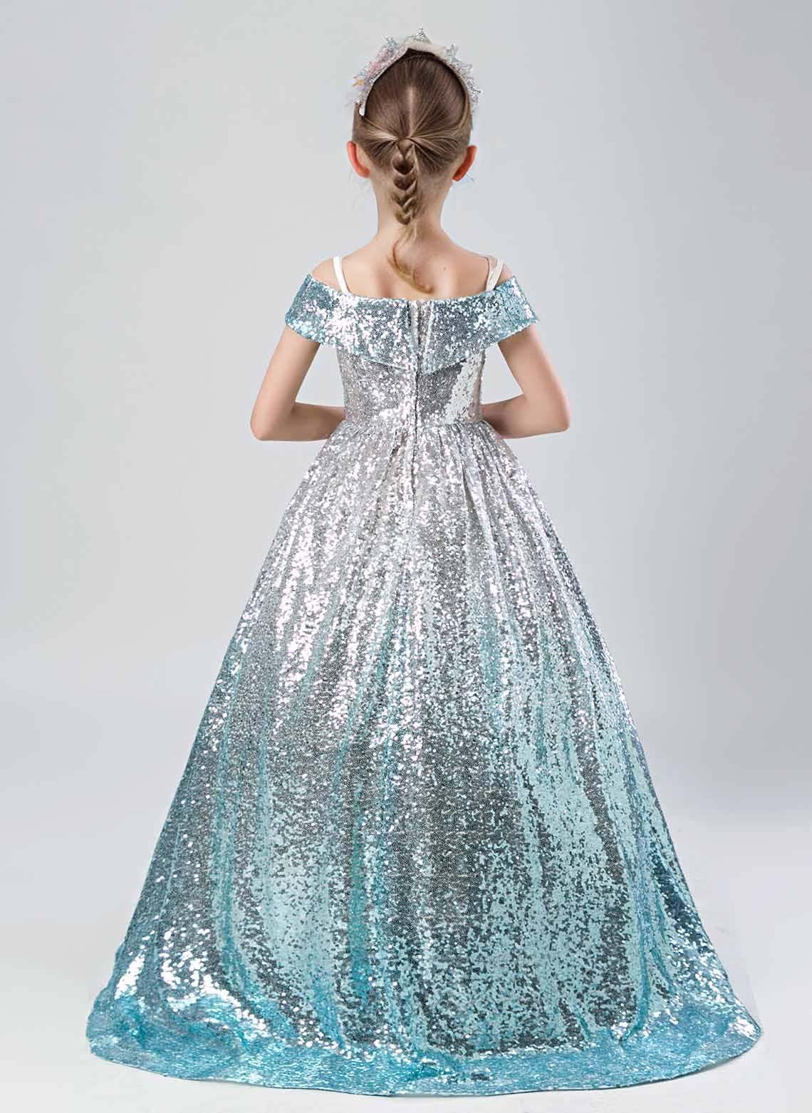 Floryme Ball-Gown/Princess Off the Shoulder Sweep Train Sequins Dress