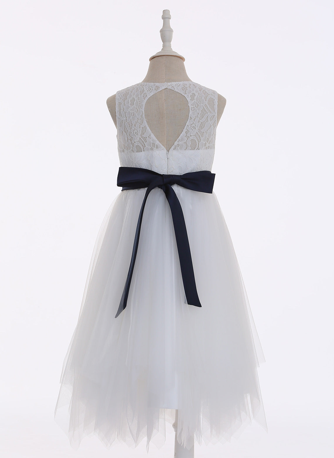 Floryme A-Line/Princess Scoop Tea-Length Lace/Tulle Flower Girl Dress