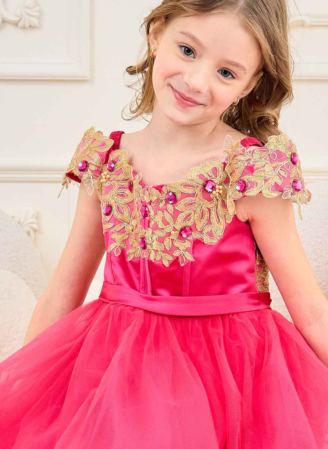 Floryme A-line Off the Shoulder Lace Tulle Floor-length Flower Girl Dress