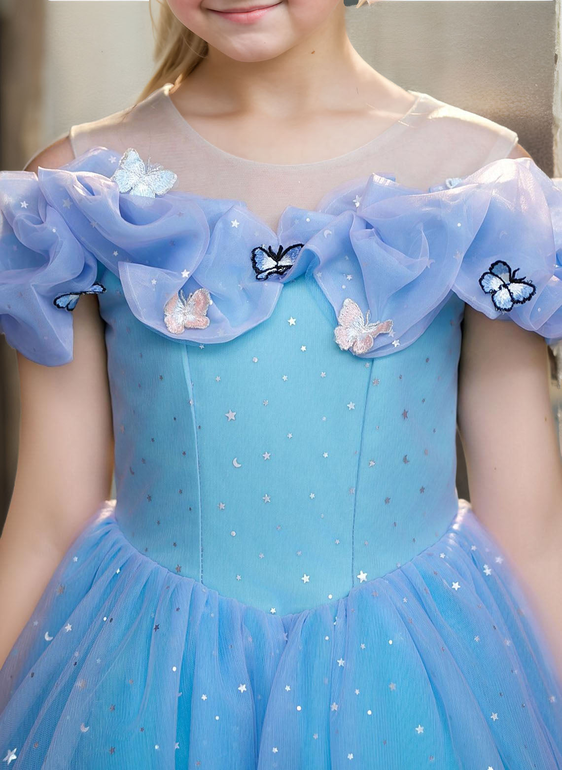 Floryme Ball-Gown/Princess Scoop Tulle Ankle Length Flower Girl Dress With 3D Butterfly