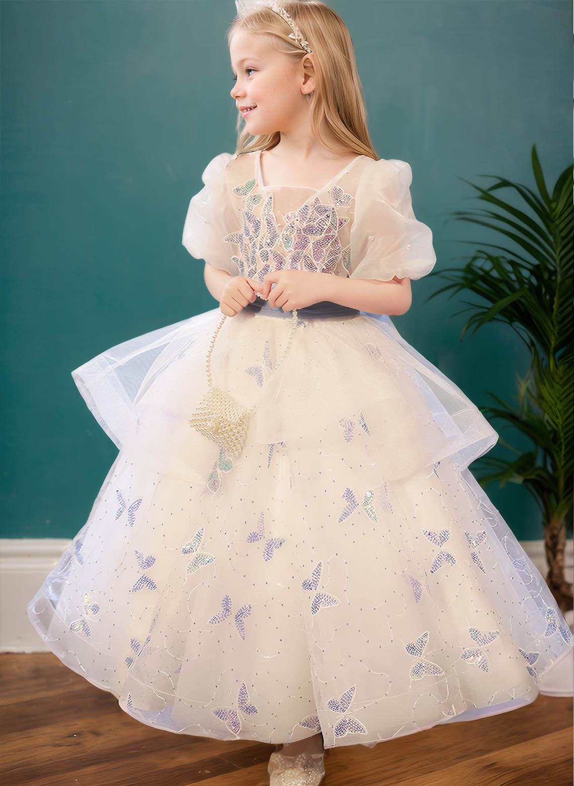 Floryme Ball-Gown/Princess V-Neck Tulle Ankle-Length Flower Girl Dress With Bow
