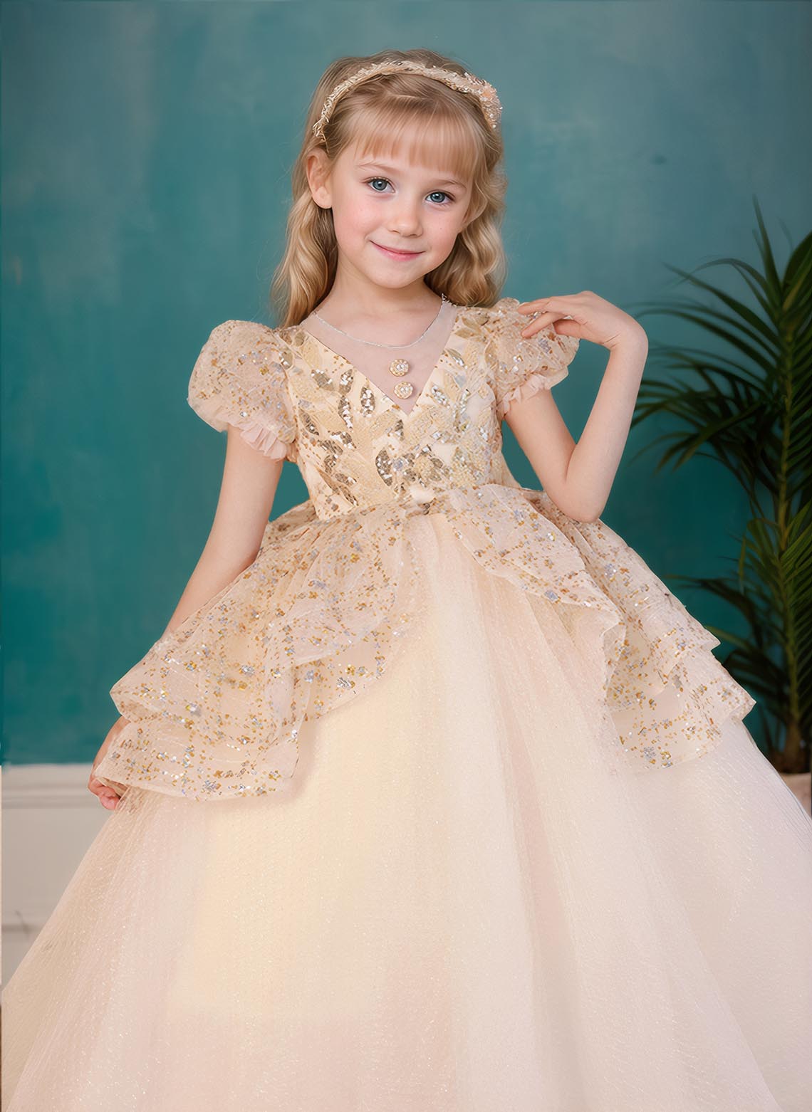 Floryme Ball-Gown/Princess Scoop Tulle Floor Length Girls' Dress