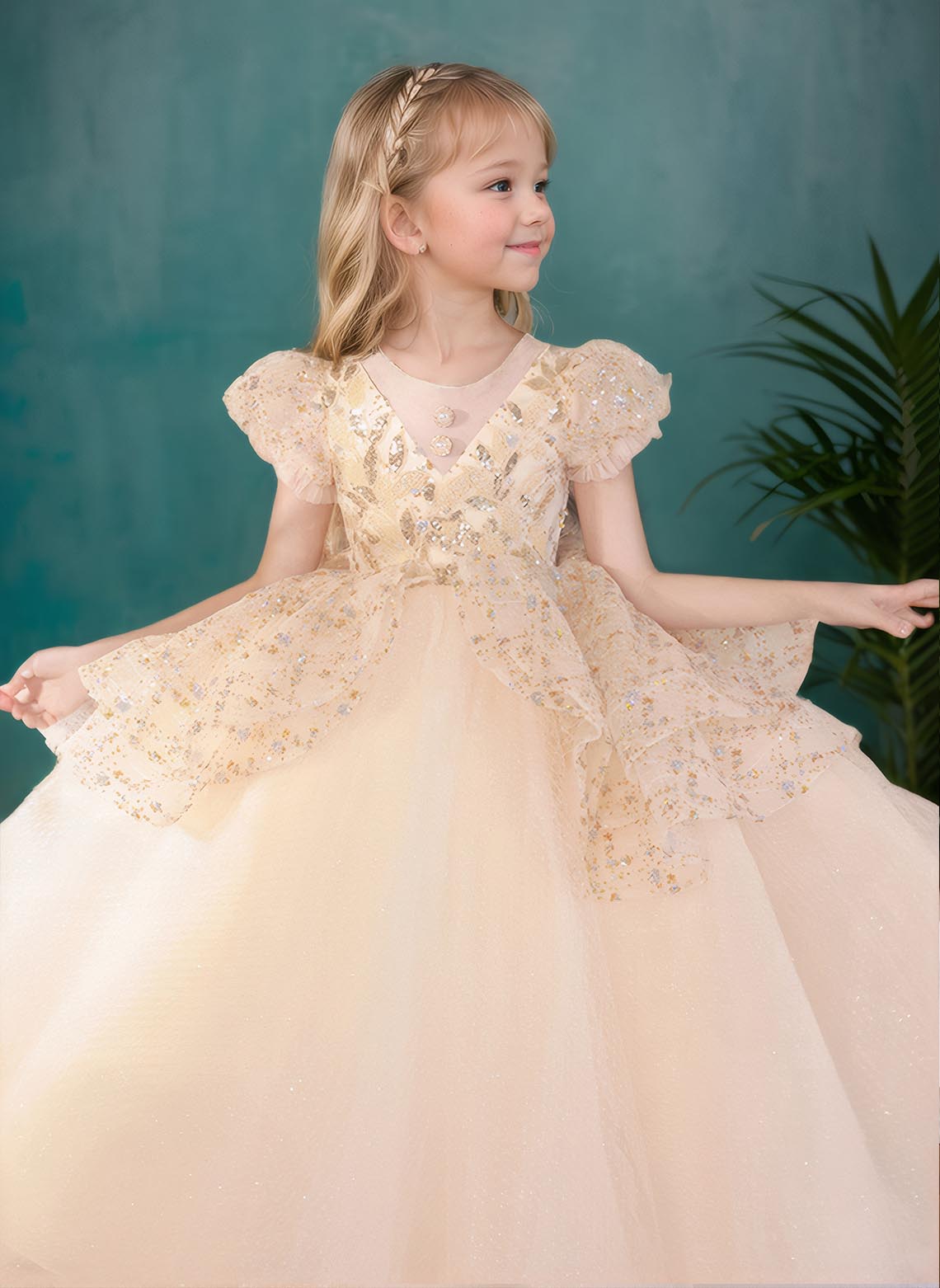 Floryme Ball-Gown/Princess Scoop Tulle Floor Length Girls' Dress