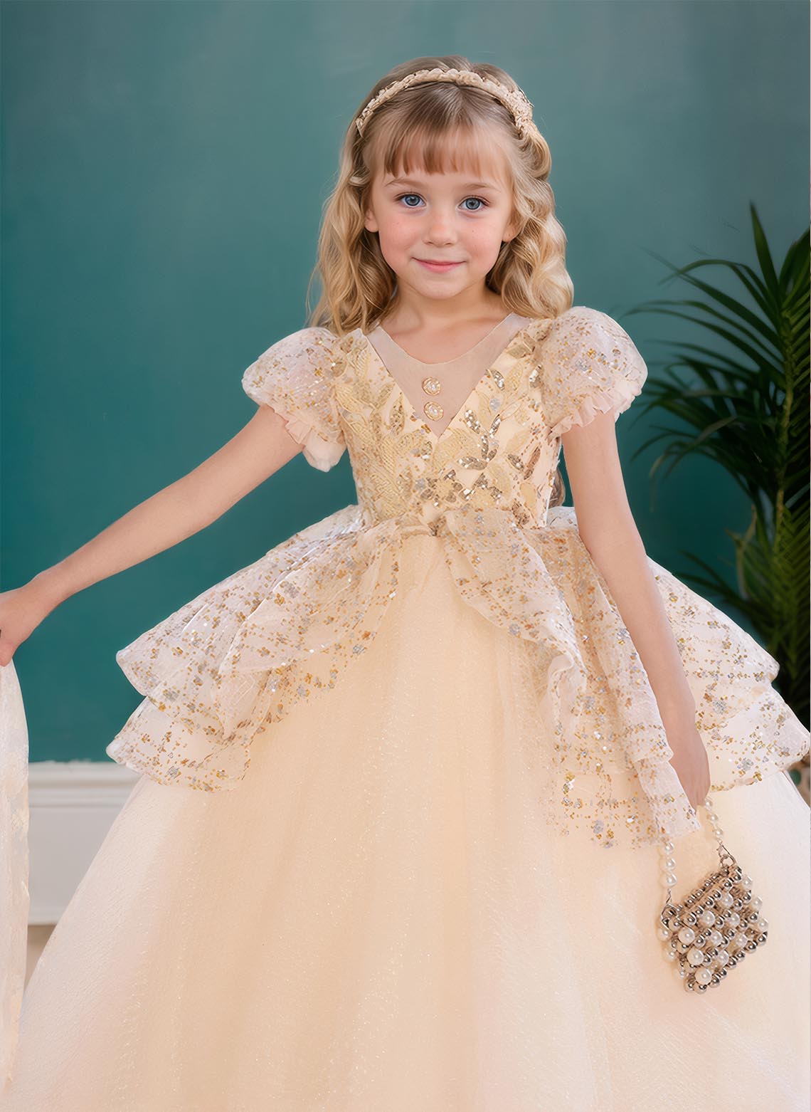 Floryme Ball-Gown/Princess Scoop Tulle Floor Length Girls' Dress