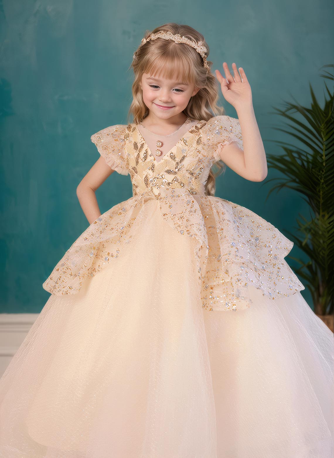 Floryme Ball-Gown/Princess Scoop Tulle Floor Length Girls' Dress