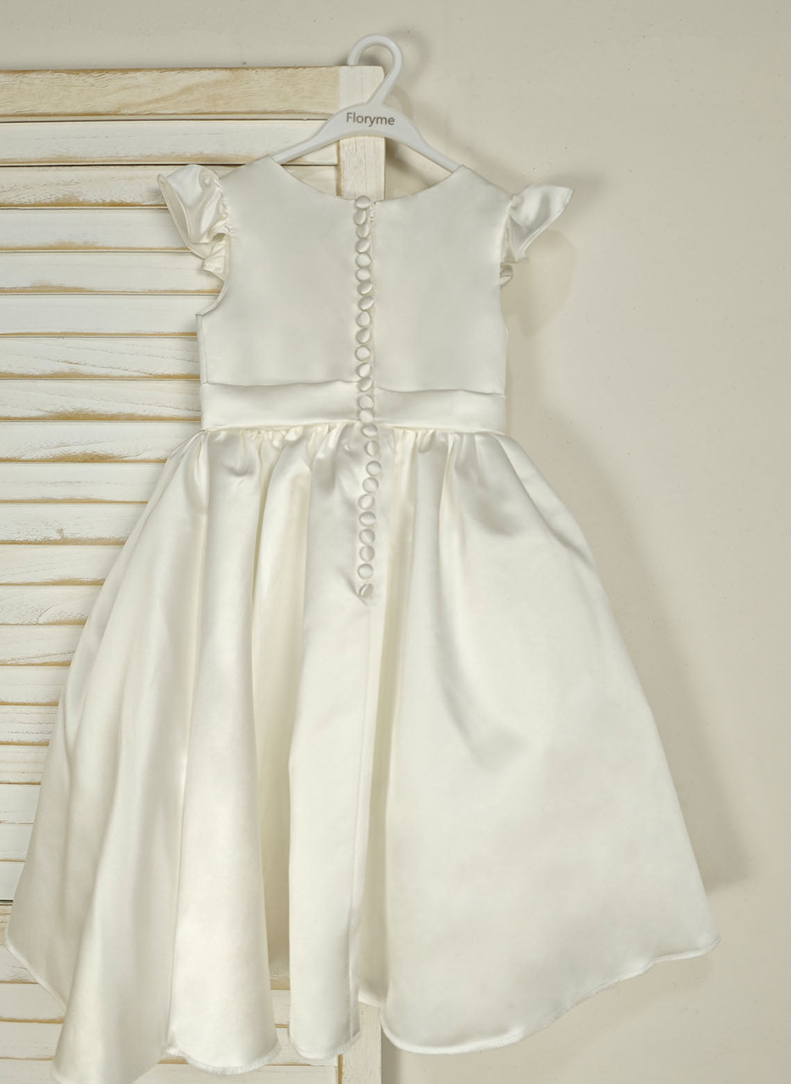 Floryme Ball-Gown Scoop Satin Tea-Length Flower Girl Dress With Ruffles