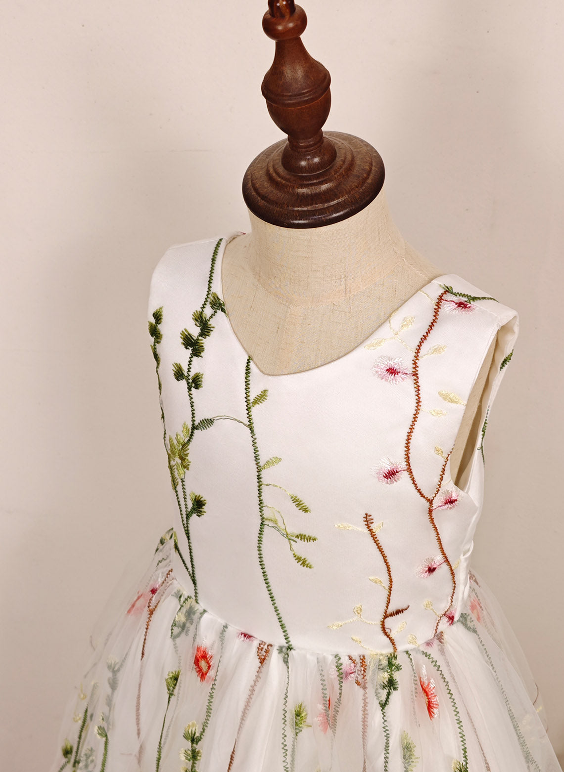 A-line V-Neck Lace/Floral Floor-Length Flower Girl Dress With Bow