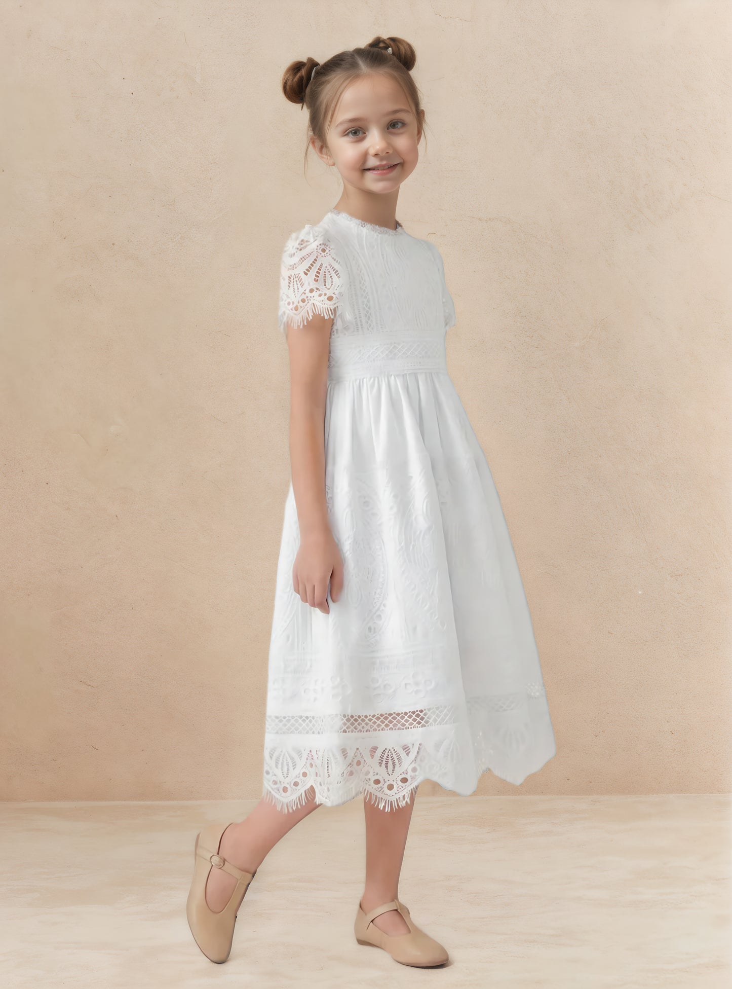 Floryme Vintage Lace Tea Length Dress | Communion & Garden Party Gown