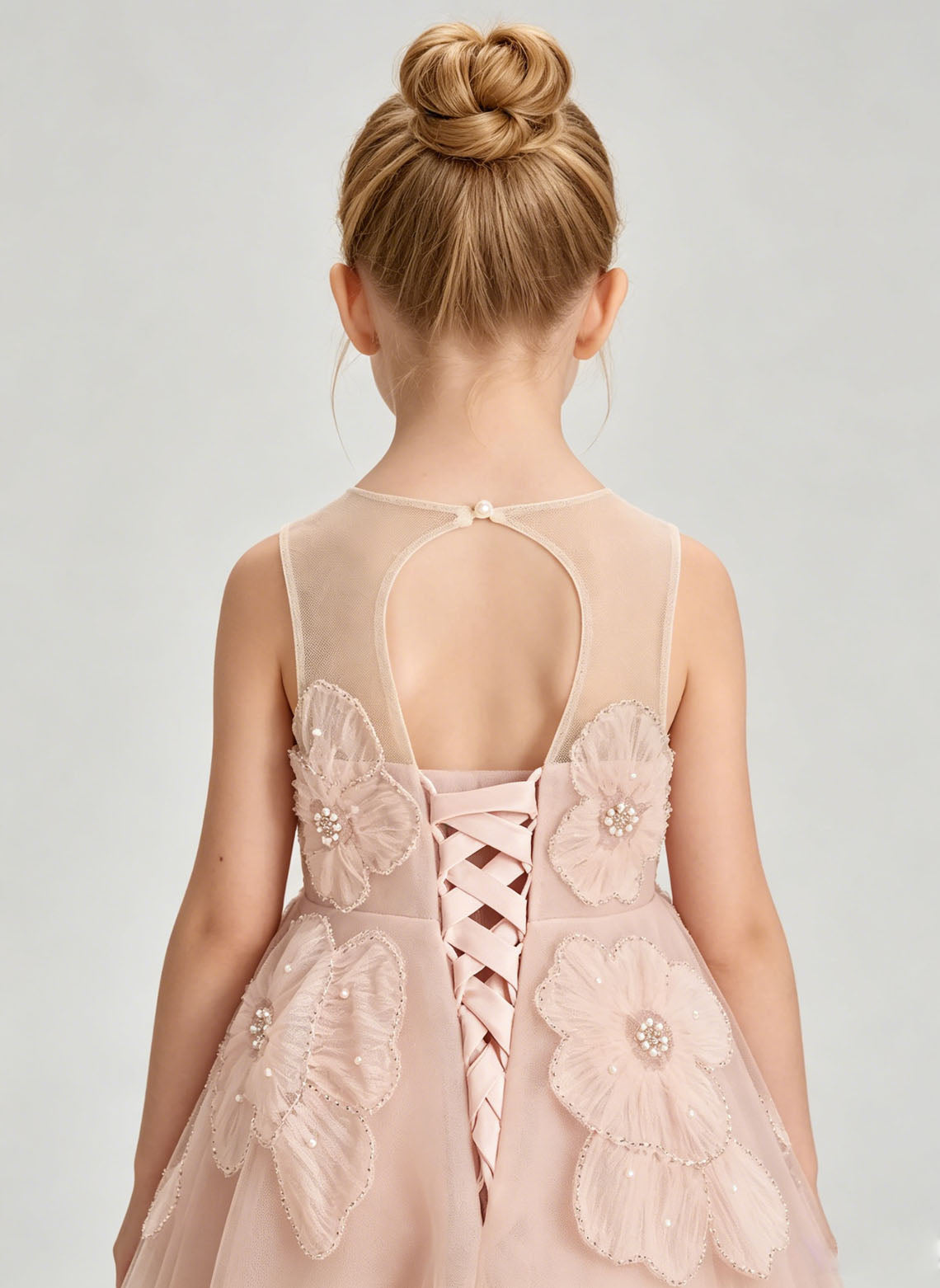Floryme A-line Scoop Tulle Floor-Length Flower Girl Dress