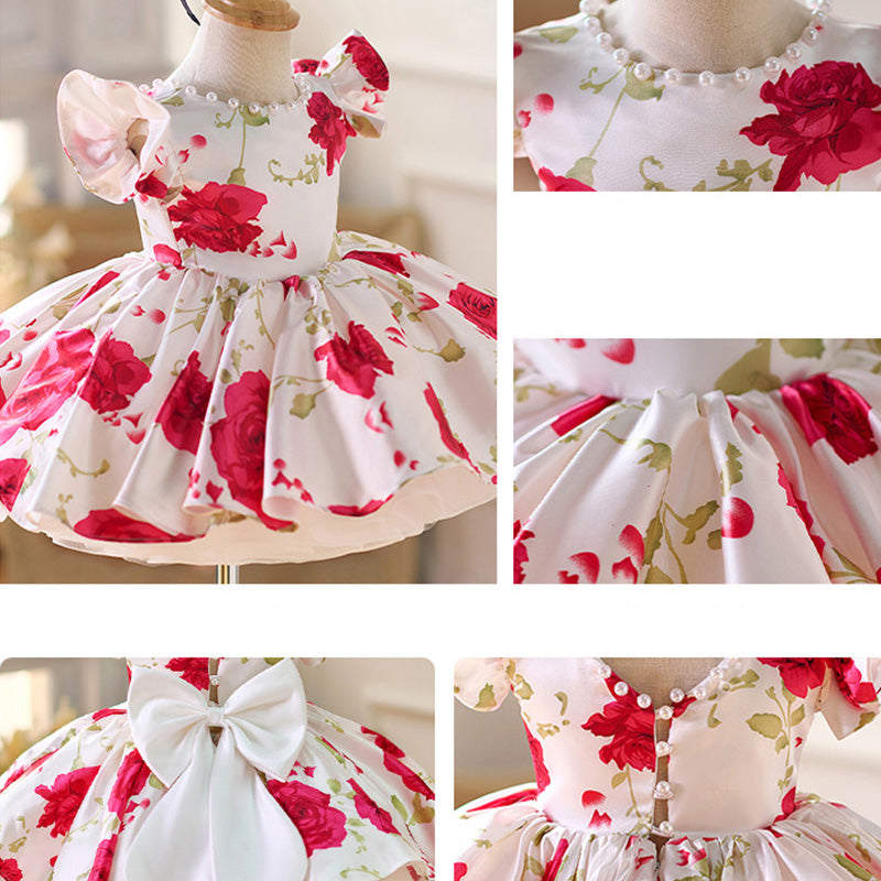 Floryme Bow Knee-length Toddler Birthday Dress