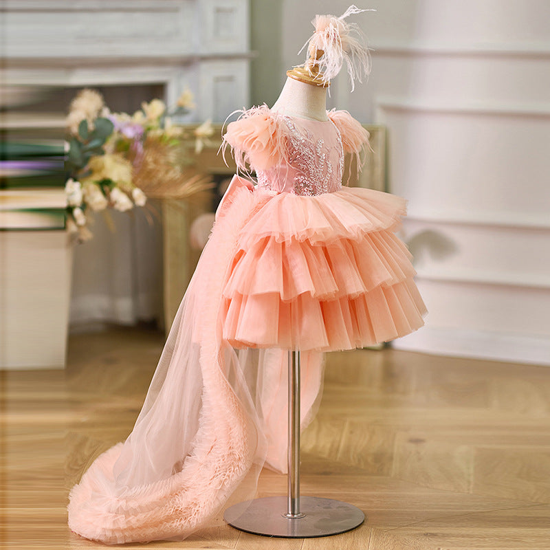 Floryme Embroidery Princess Knee-length Baby Girl Birthday Dress