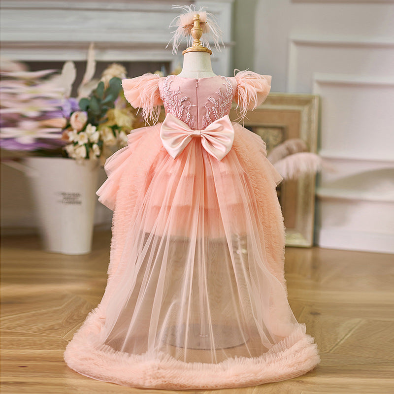 Floryme Embroidery Princess Knee-length Baby Girl Birthday Dress