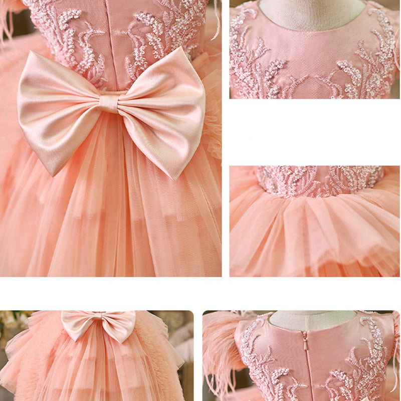 Floryme Embroidery Princess Knee-length Baby Girl Birthday Dress