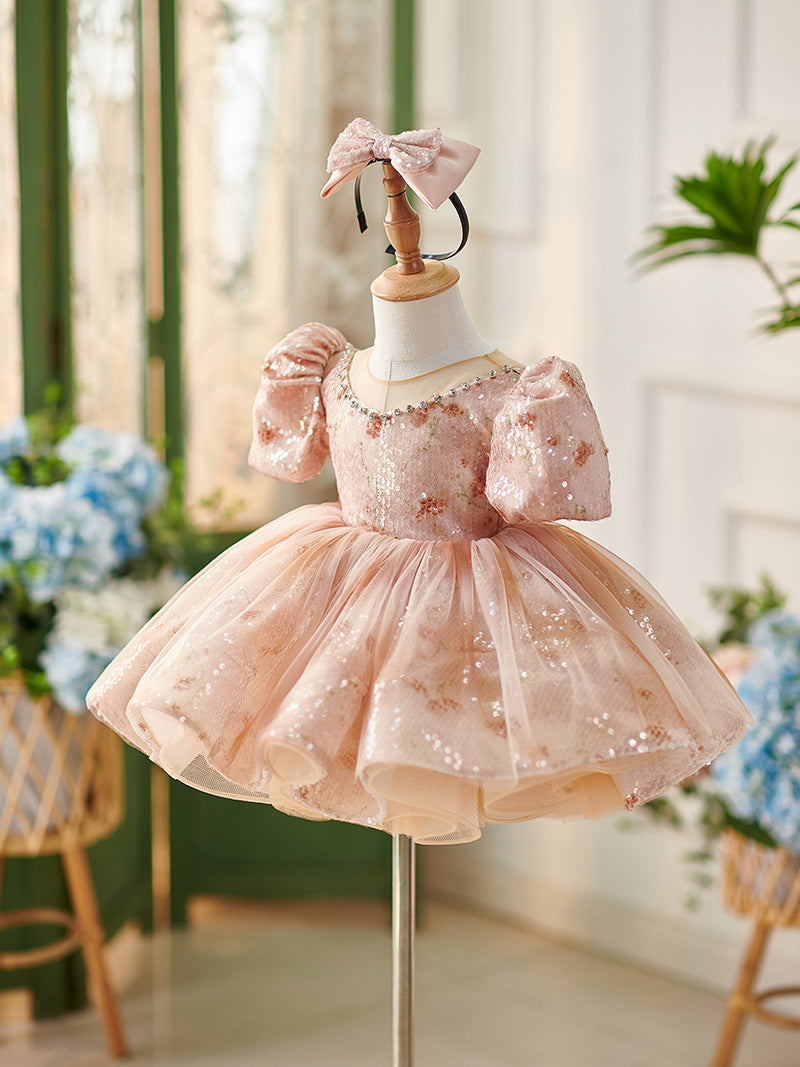 Floryme Princess Sequined Knee-length Toddler Birthday Dress