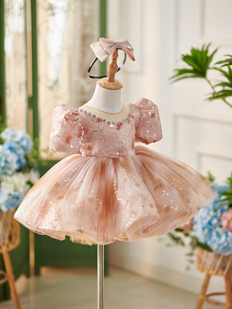 Floryme Princess Sequined Knee-length Toddler Birthday Dress