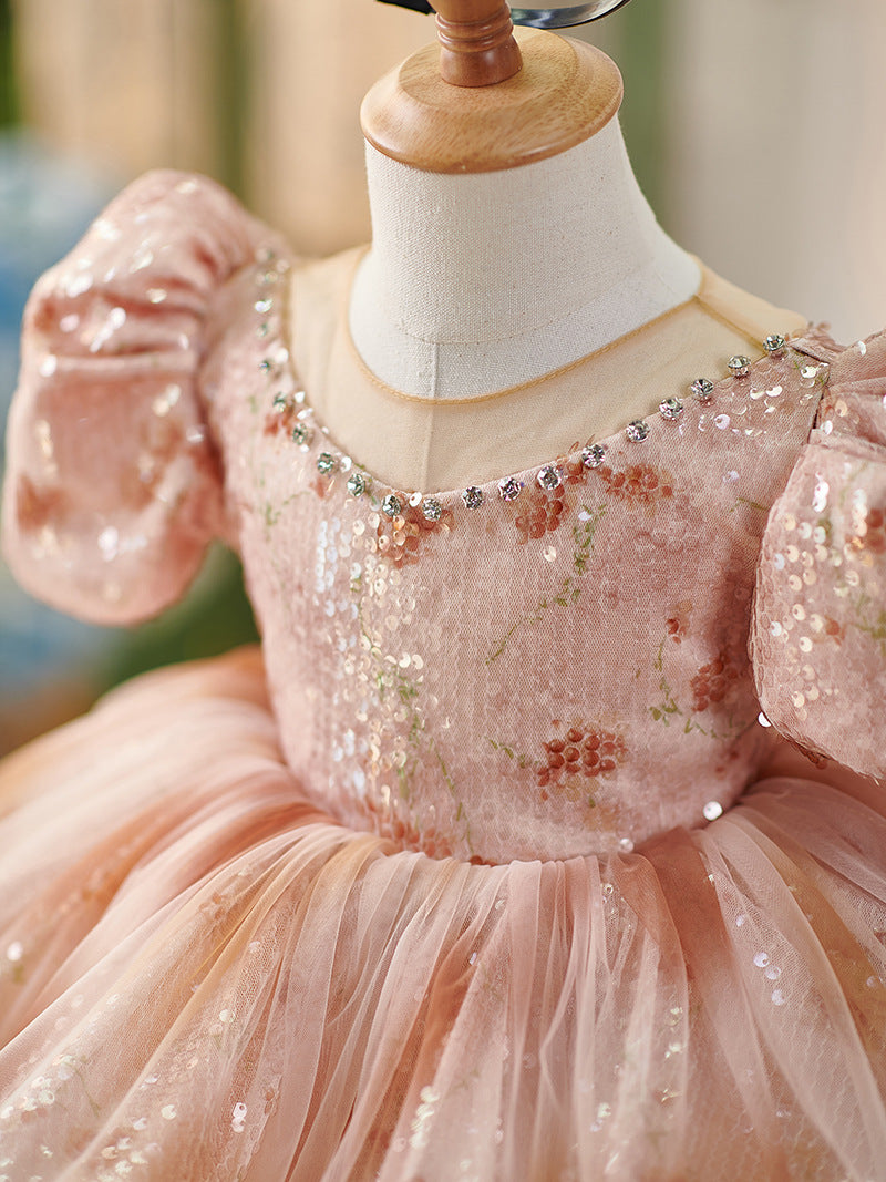 Floryme Princess Sequined Knee-length Toddler Birthday Dress