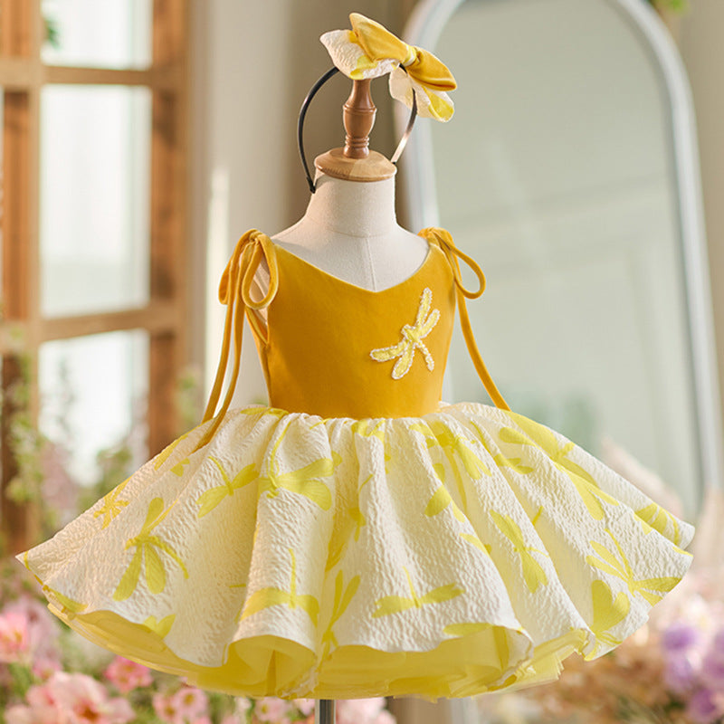 Floryme Princess Velvet Knee-length Toddler Birthday Dress