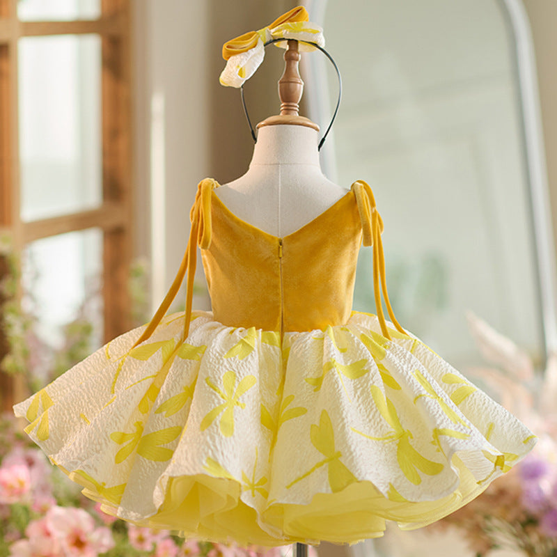 Floryme Princess Velvet Knee-length Toddler Birthday Dress