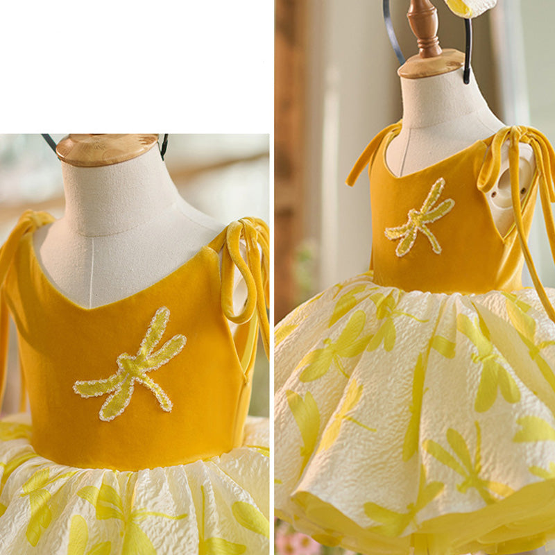 Floryme Princess Velvet Knee-length Toddler Birthday Dress