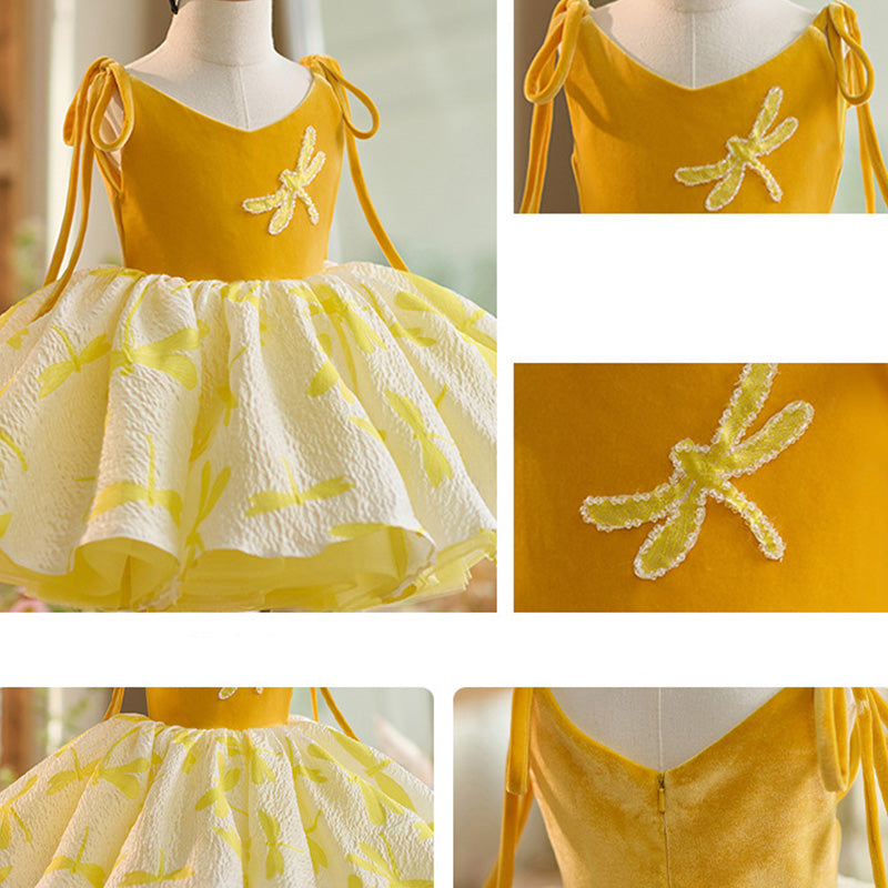 Floryme Princess Velvet Knee-length Toddler Birthday Dress
