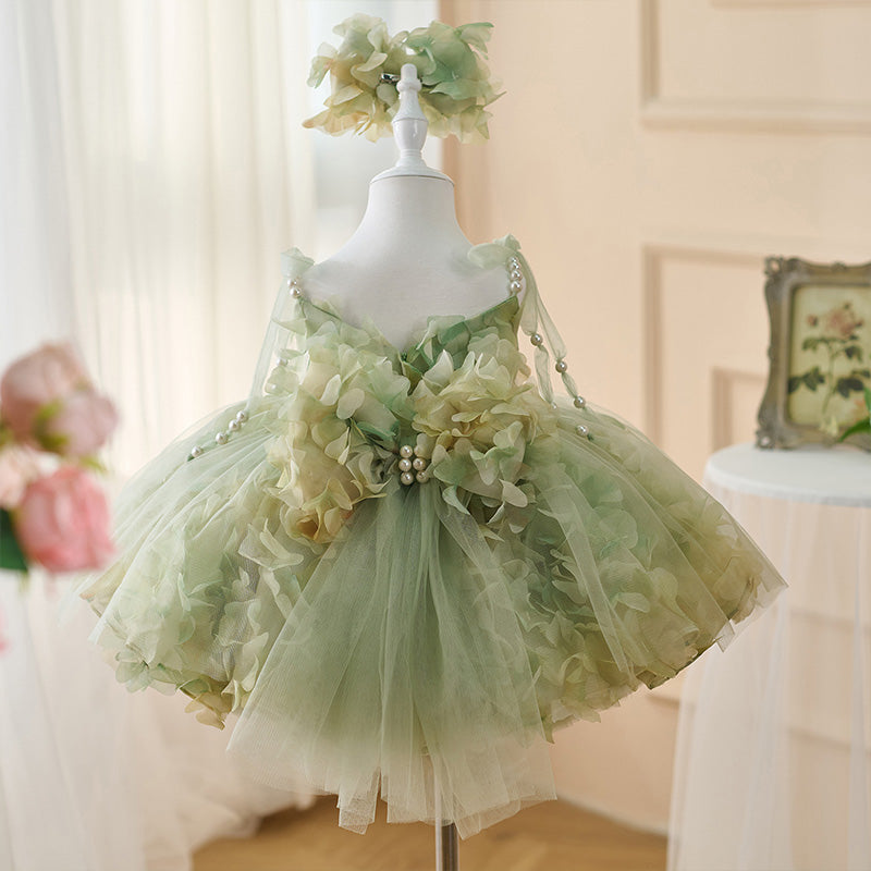 Floryme Princess Tulle Knee-length Baby Girl Birthday Dress