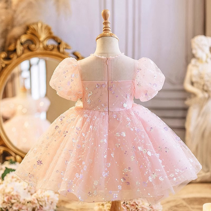 Floryme Butterfly Short Sleeves Knee-length Toddler Birthday Dress