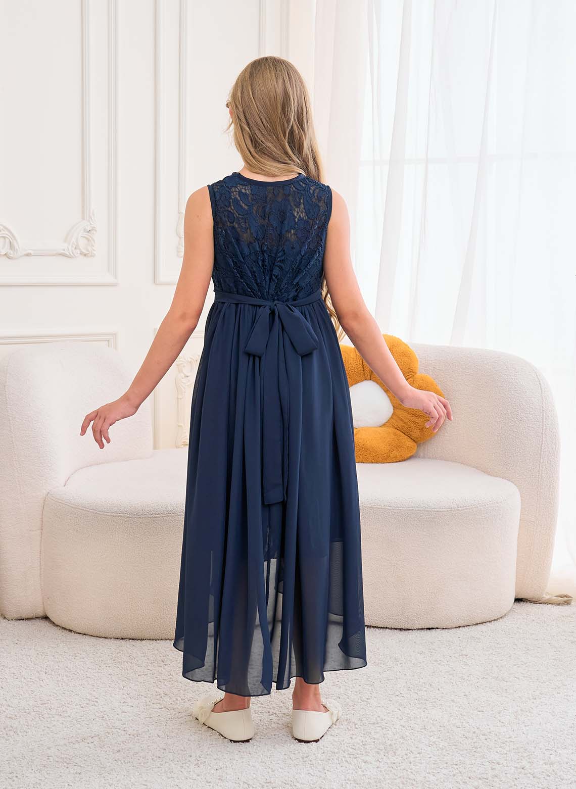 Floryme A-line Lace/Chiffon Asymmetrical Junior Bridesmaid Dress