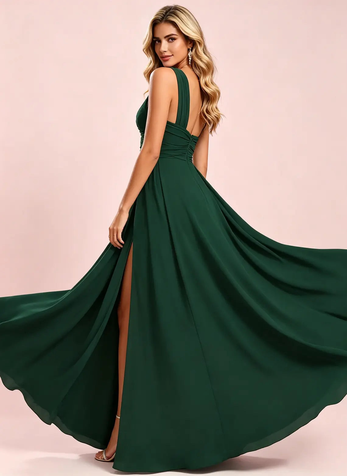 Floryme A-line One Shoulder Ruffle Chiffon Dress