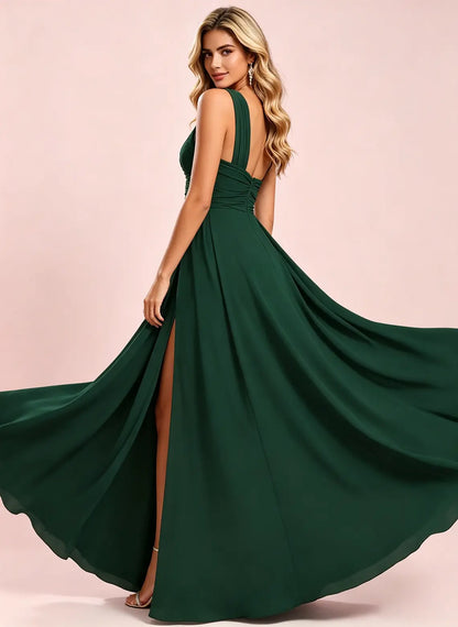 Floryme A-line One Shoulder Ruffle Chiffon Dress