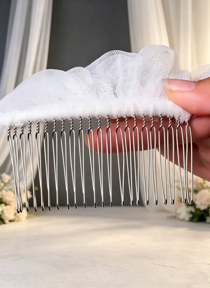 Floryme Single Tier Bridal Cathedral Length 118" Minimalist Cut Edge Wedding Veil