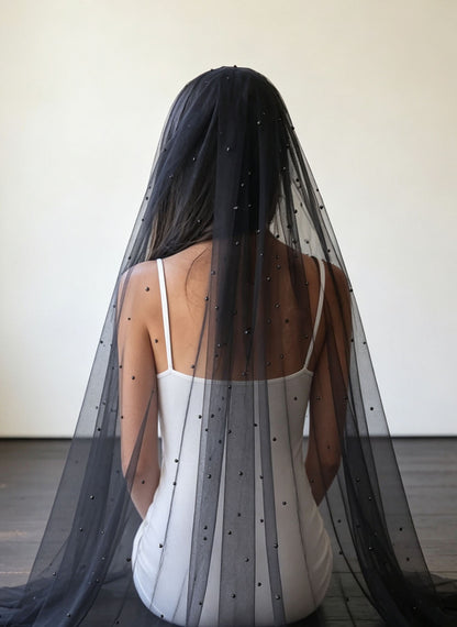 Floryme Single Tier Bridal Cathedral Length 118" Pearl Cut Edge Wedding Veil