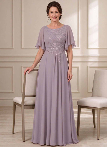 Floryme Dusk A-line Ruched Lace Mother of the Bride Dress