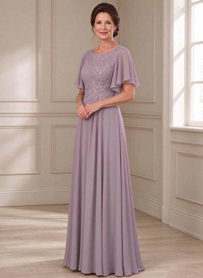 Floryme Dusk A-line Ruched Lace Mother of the Bride Dress